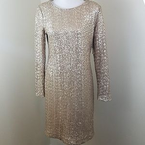 NWT! Coldwater Creek Sz 6 gold sequin L/S Dress